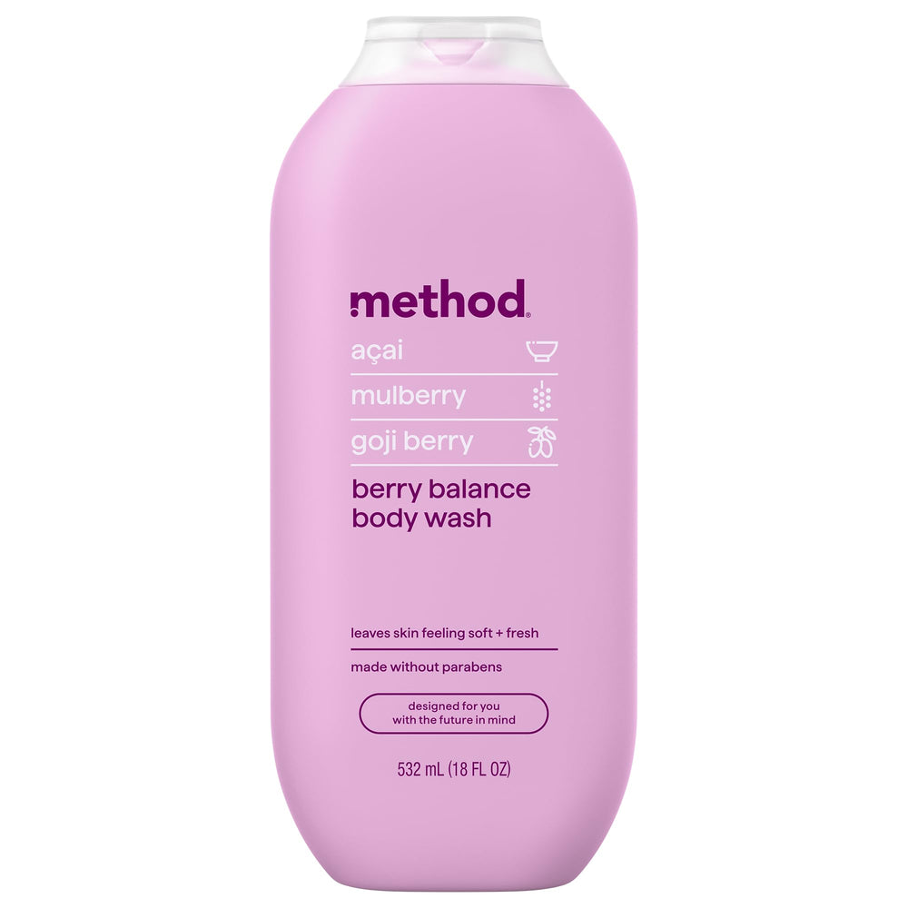 Method Berry Balance front bottle showing label and berry scent benefit
