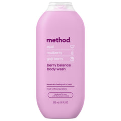 Method Berry Balance front bottle showing label and berry scent benefit