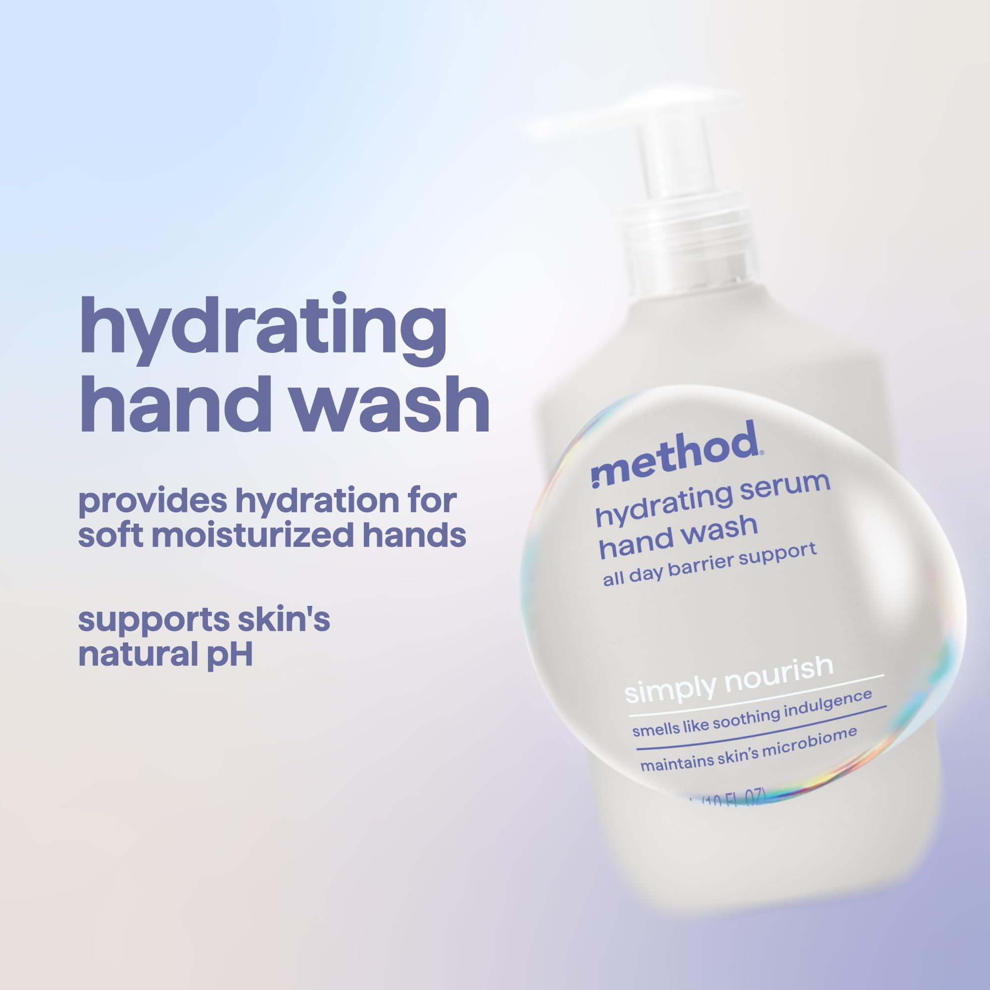 Method bottle marked 80% PCR plastic emphasizing recycled packaging benefit