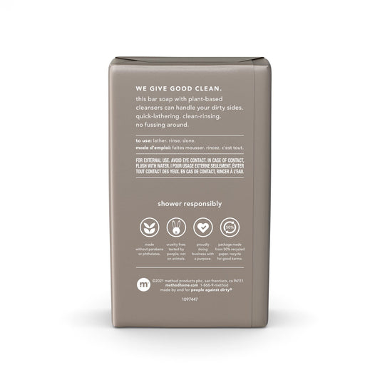 Method cedar & cypress bar close-up lather demonstrating quick-foaming cleansing