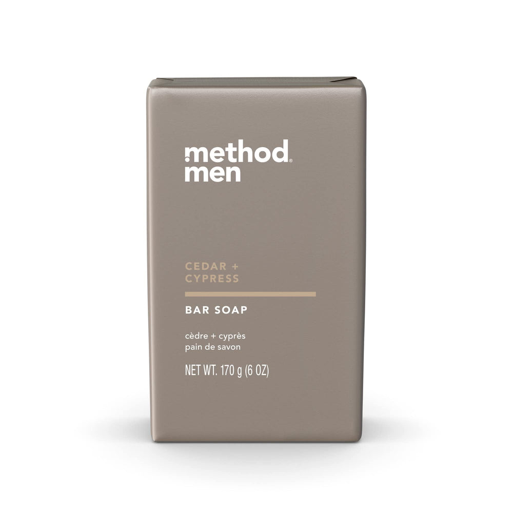 Method cedar & cypress front packaging showing bar and benefit of clean scent