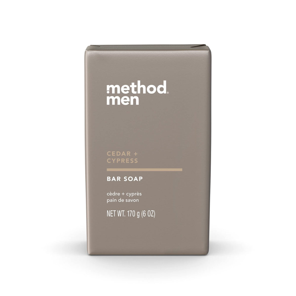 Method cedar & cypress front packaging showing bar and benefit of clean scent