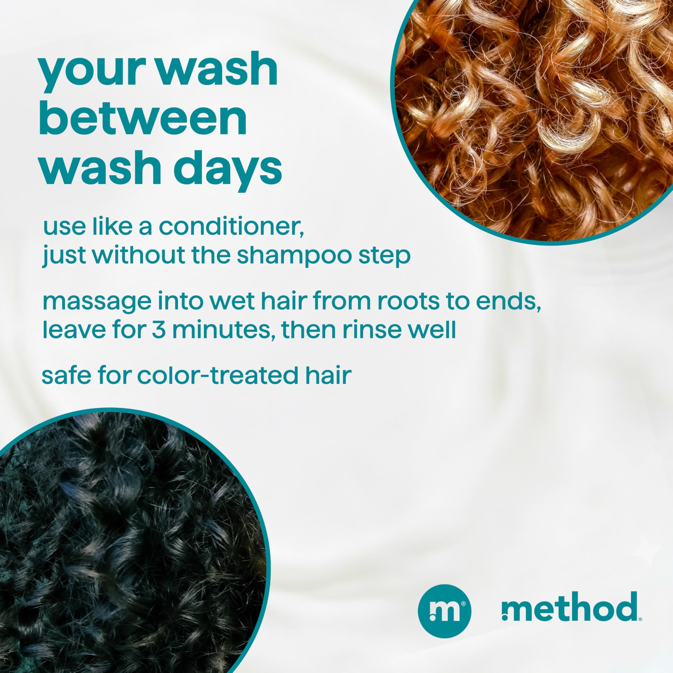 Method co‑wash next to a 13.5 oz marker to show bottle size
