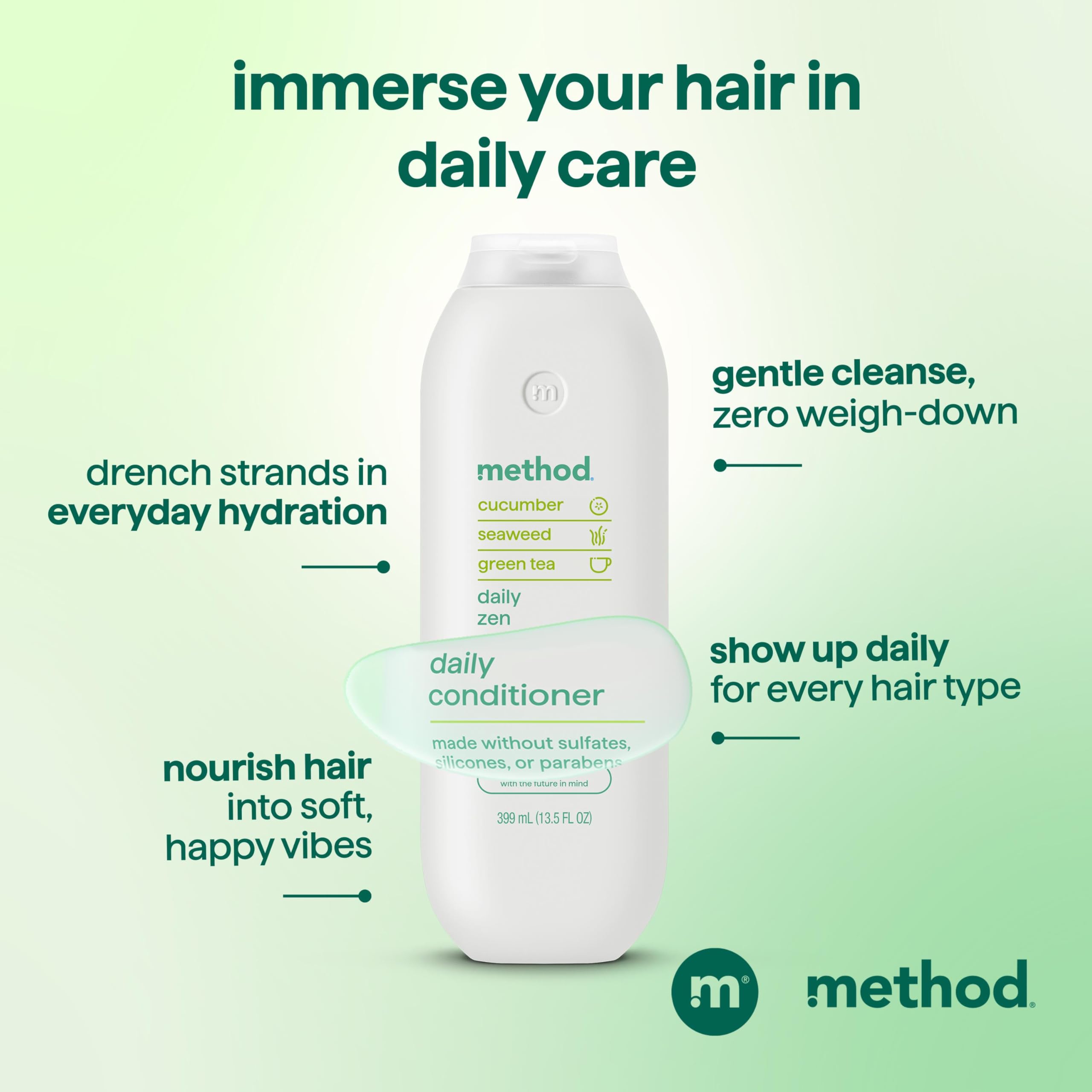 Method Daily Zen creamy texture on hand shows lightweight hydration benefit