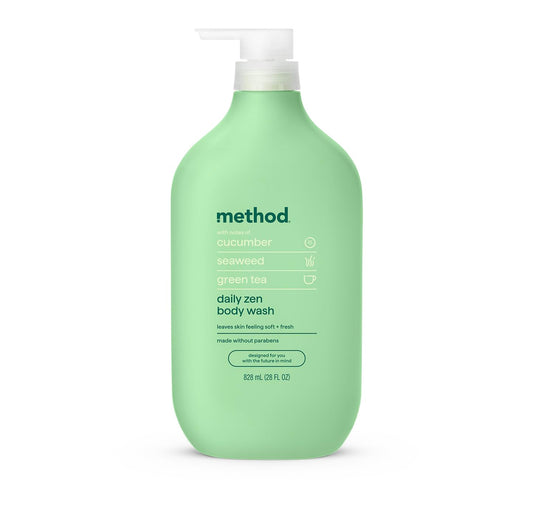 Method front bottle view showing label and calming scent for easy identification