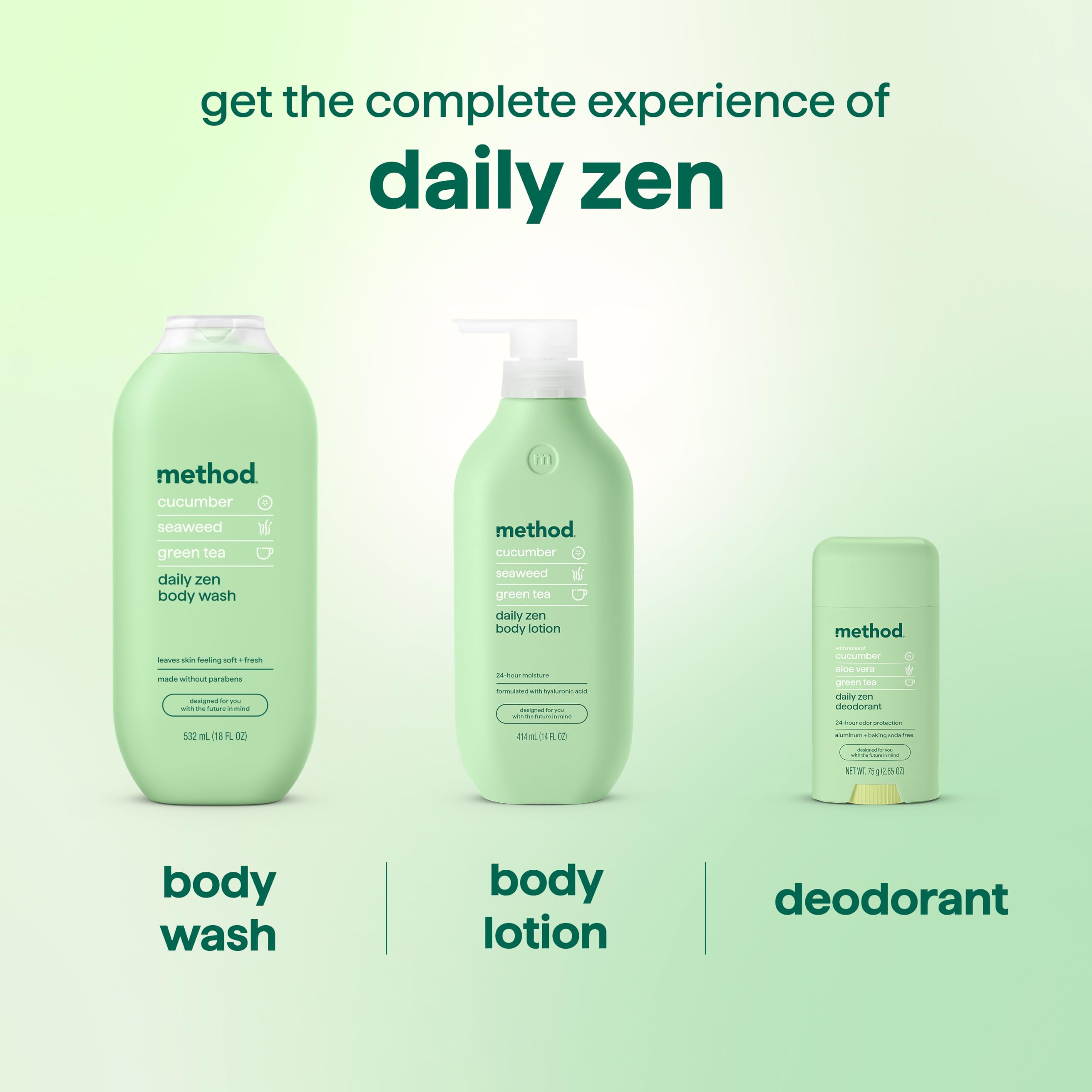 Method Daily Zen rich lather on loofah showing dense foam and gentle cleansing