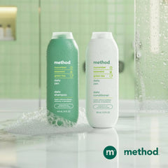 Method bottle staged on bathroom shelf creating calming ritual and aesthetic benefit