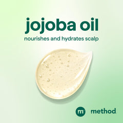 Method shampoo being poured and lathered showing easy application benefit