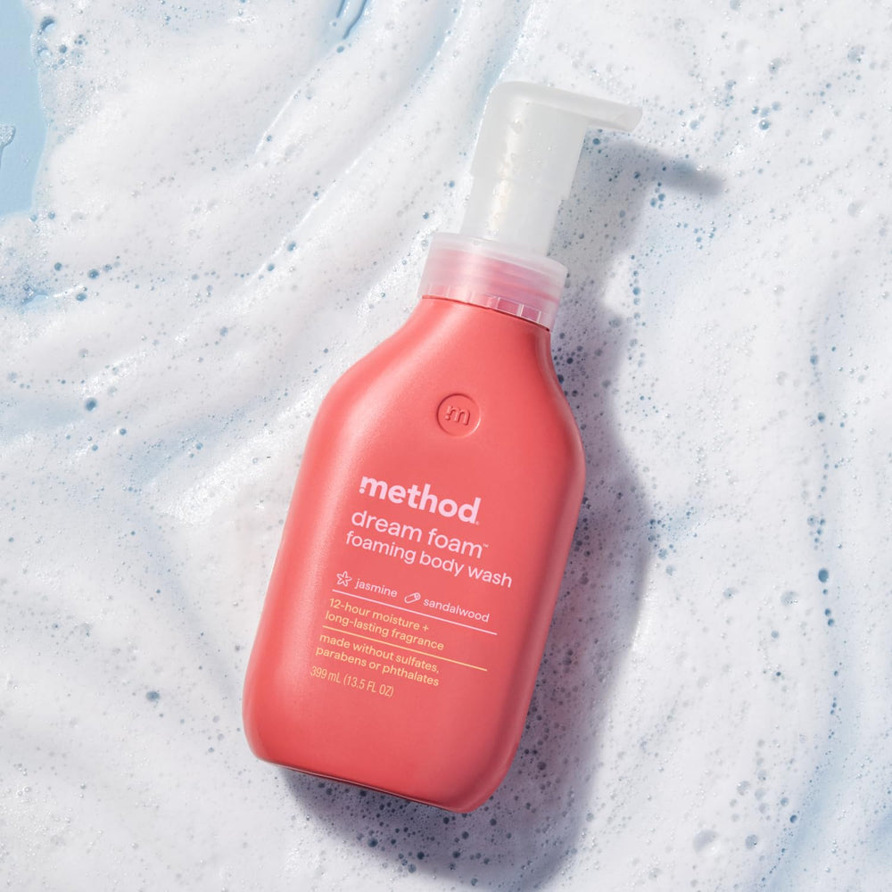 Method Dream Foam sandalwood visual indicating warm, grounding fragrance