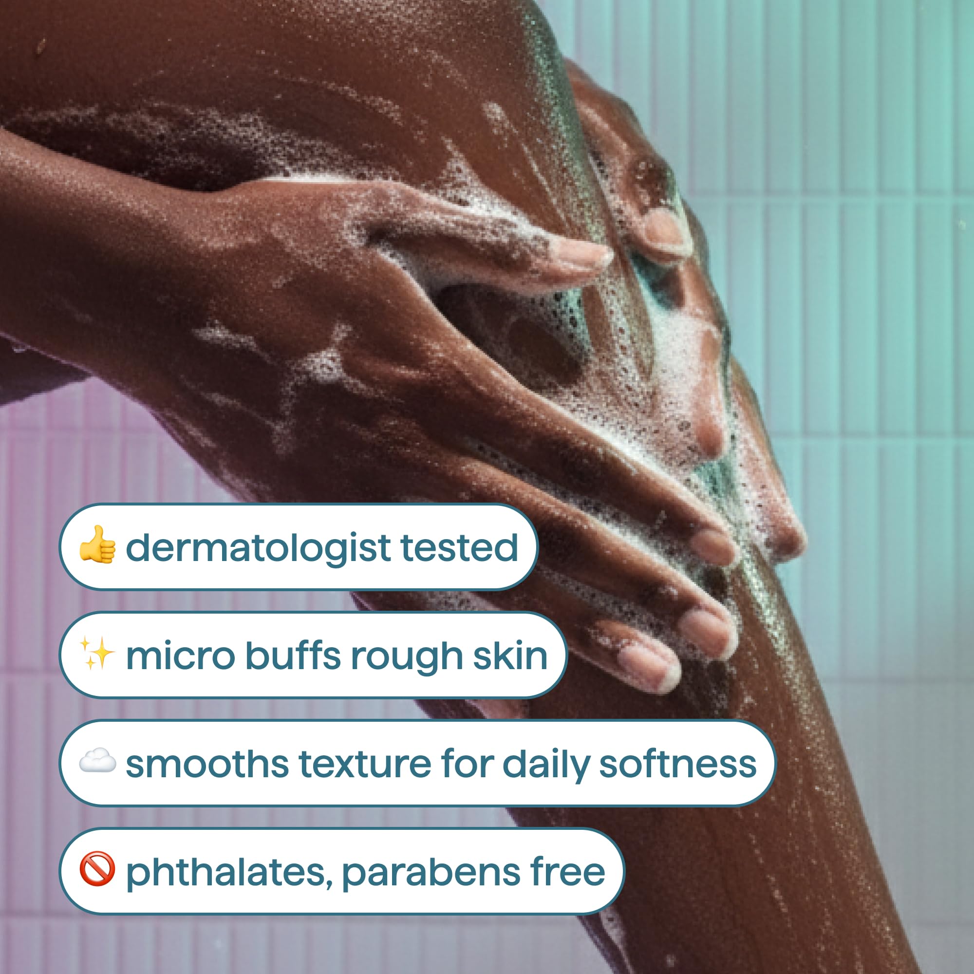Method body wash texture close-up showing micro-buff particles