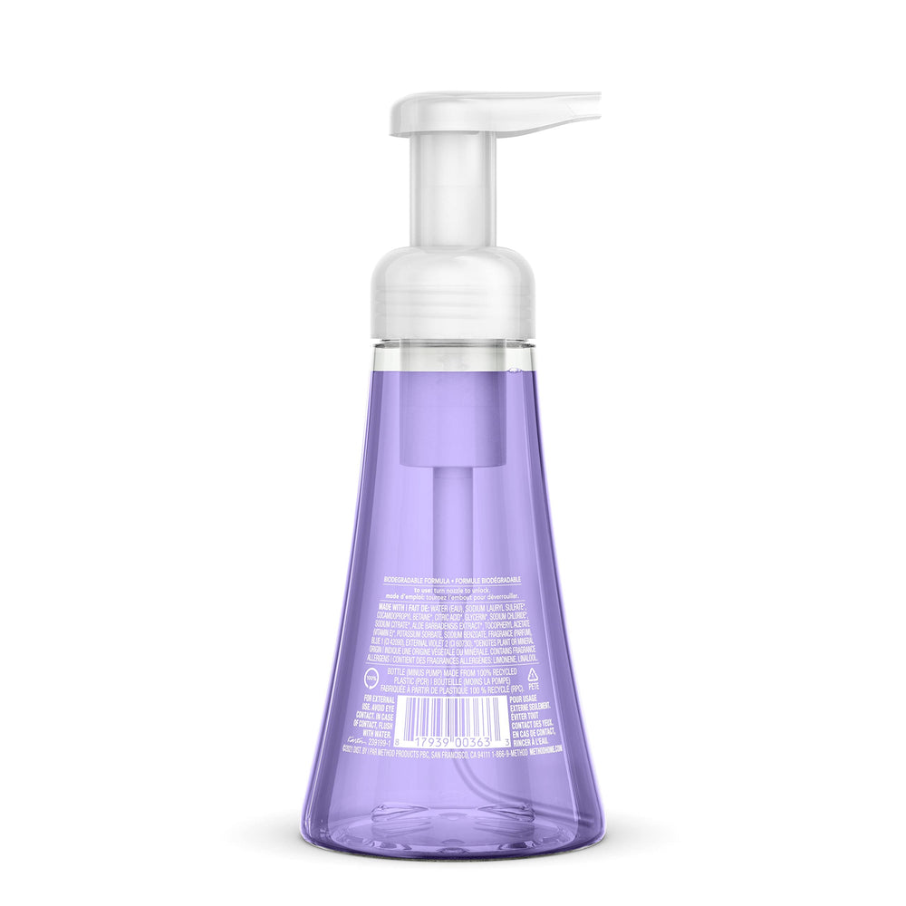 Method French Lavender pump dispenser delivering foam for easy use