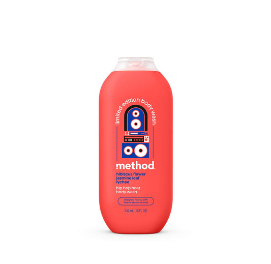 Method Hip Hop Heat front label showing scent and size benefit: easy product ID