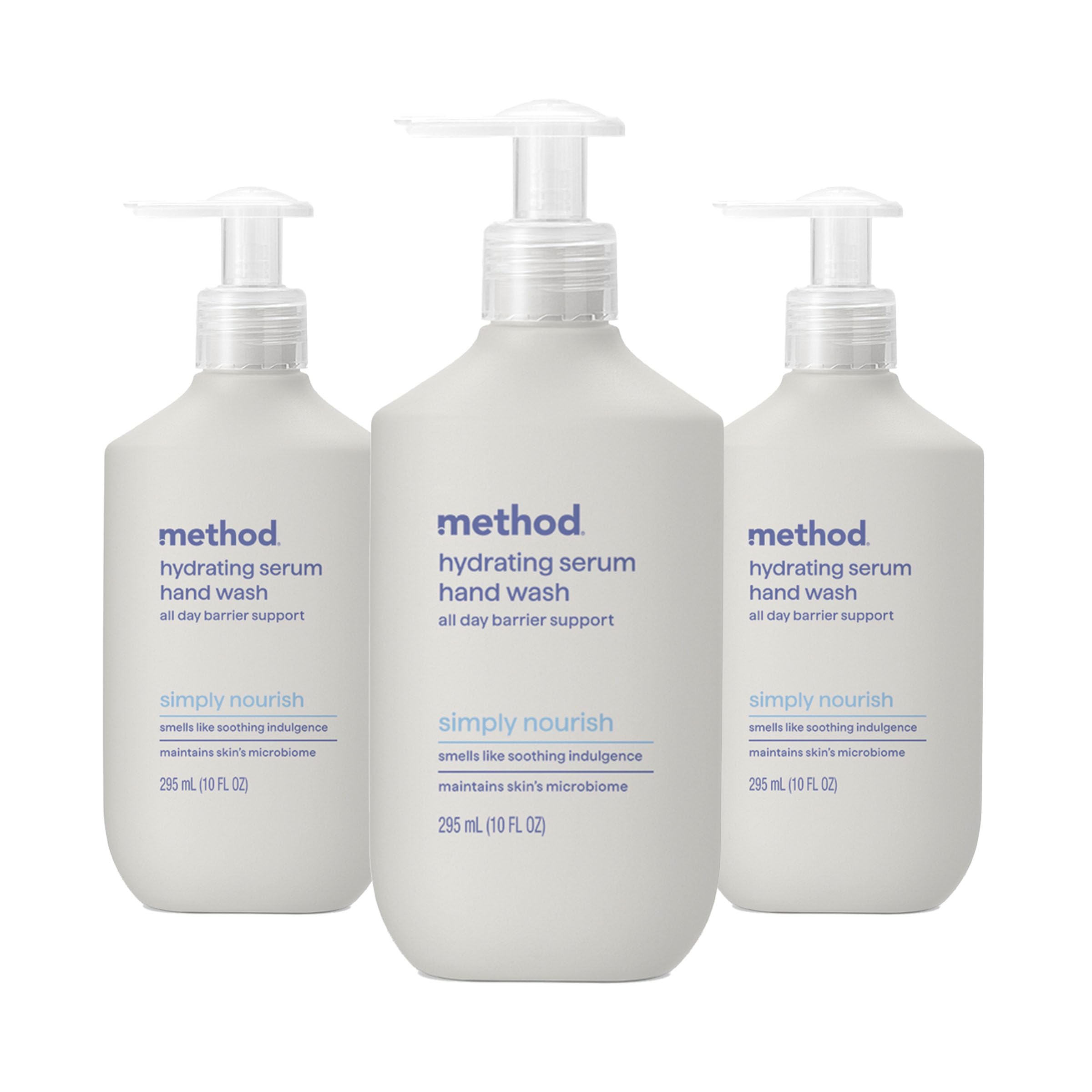 Method front bottle shot showing label and simply nourish scent benefit