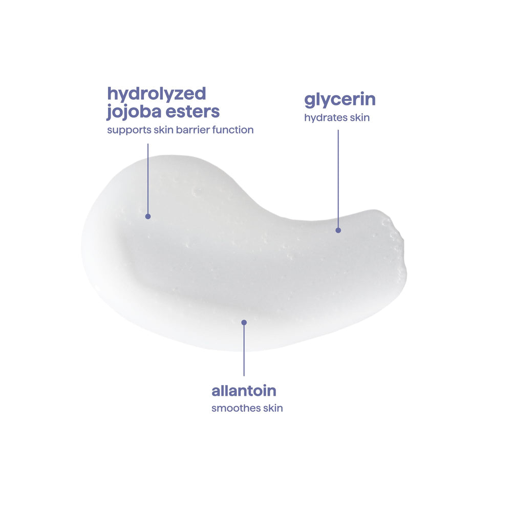 Method ingredients label showing jojoba esters and glycerin benefit