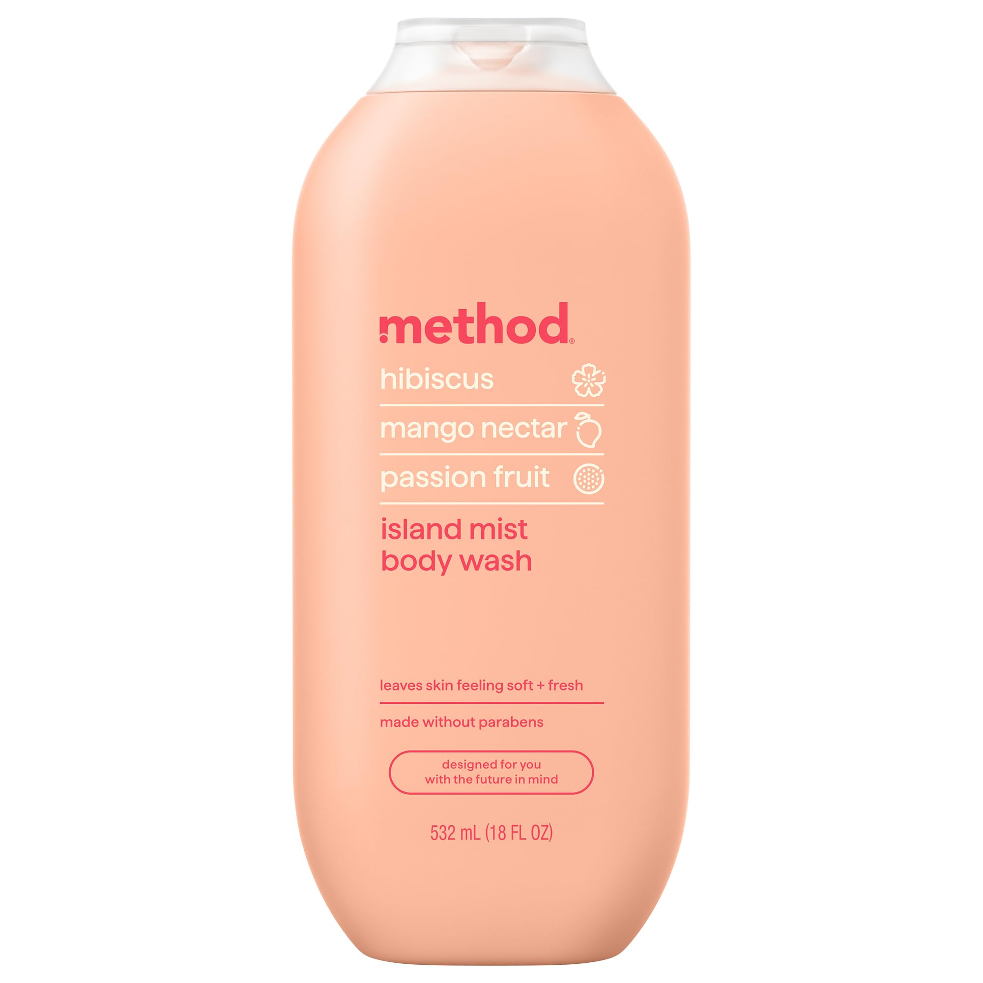 Method front bottle showing Island Mist label and bright tropical scent benefits