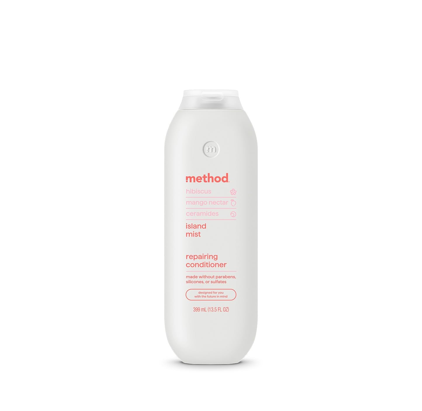 Method bottle front packaging showing island mist scent and size for easy identification