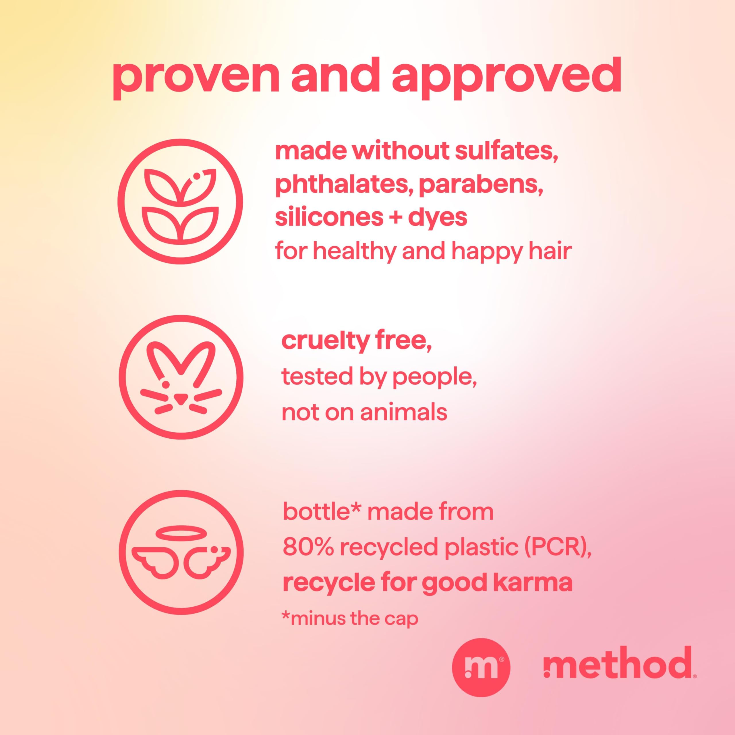 Method shampoo in a shower scene conveying tropical scent uplift