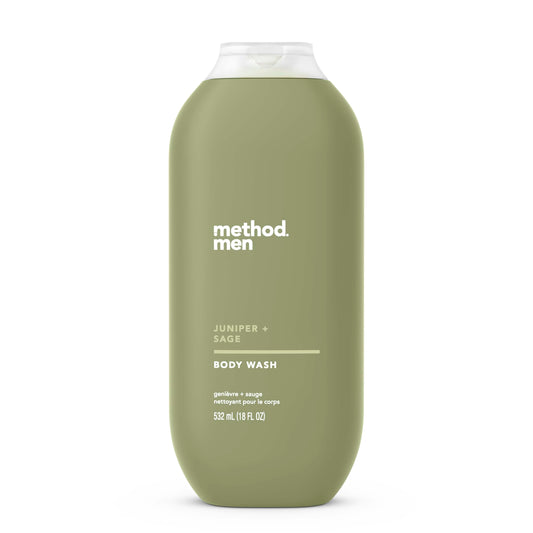 Method Juniper + Sage front bottle view showing label and volume benefits