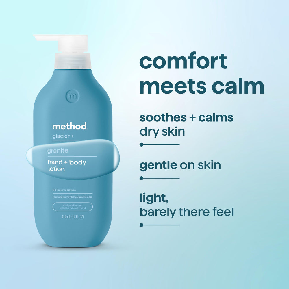 Method bottle on bathroom shelf staged lifestyle showing clean, refreshing scent benefit
