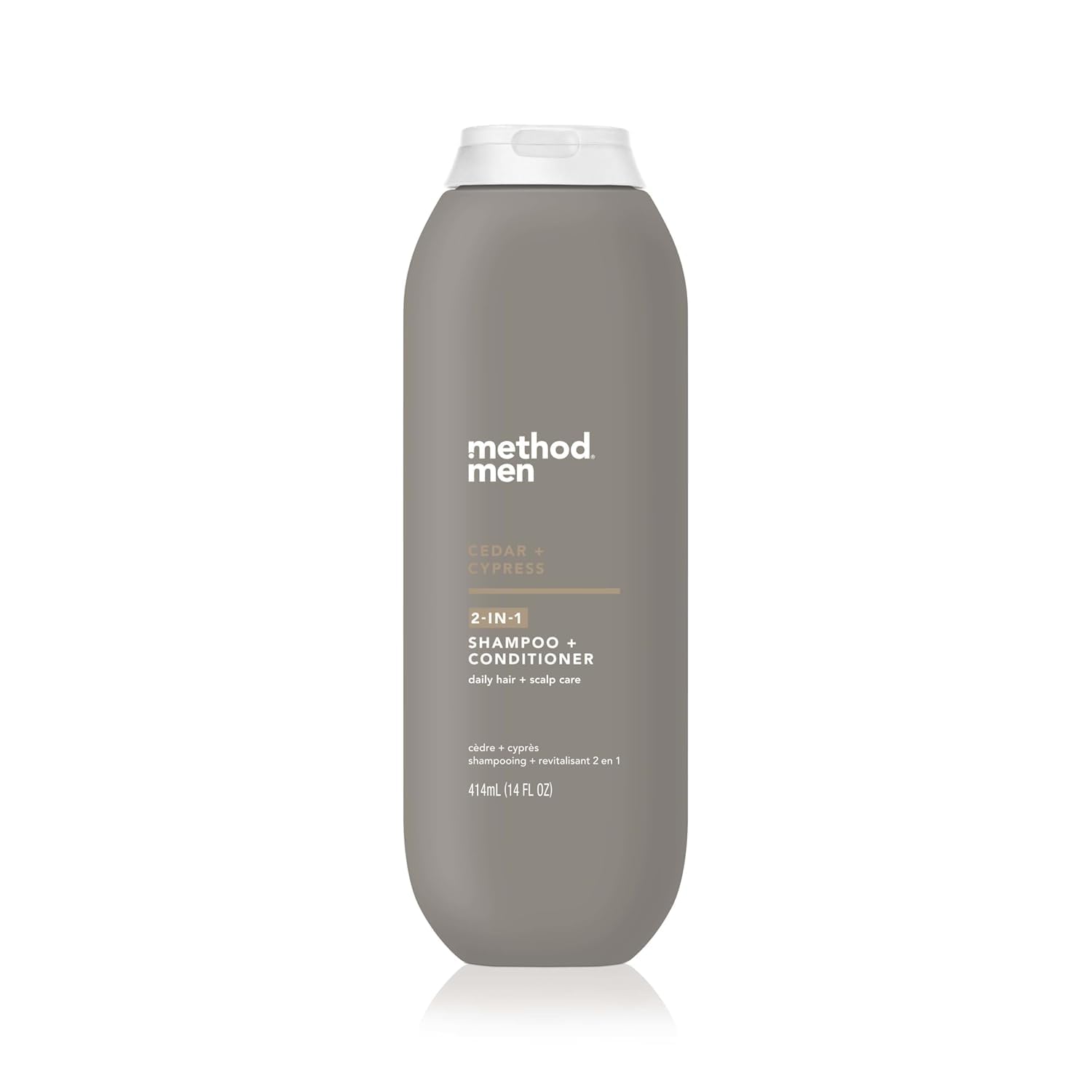Method Men front packaging showing cedar and cypress scent and 14 oz size, convenient for quick use