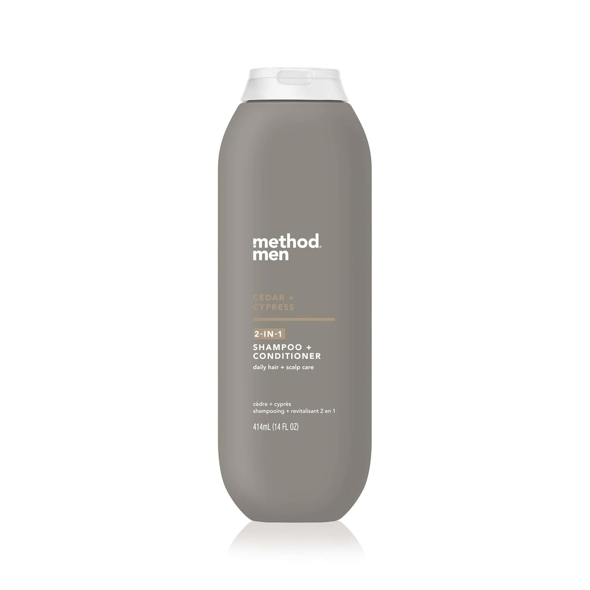 Method Men front packaging showing cedar and cypress scent and 14 oz size, convenient for quick use