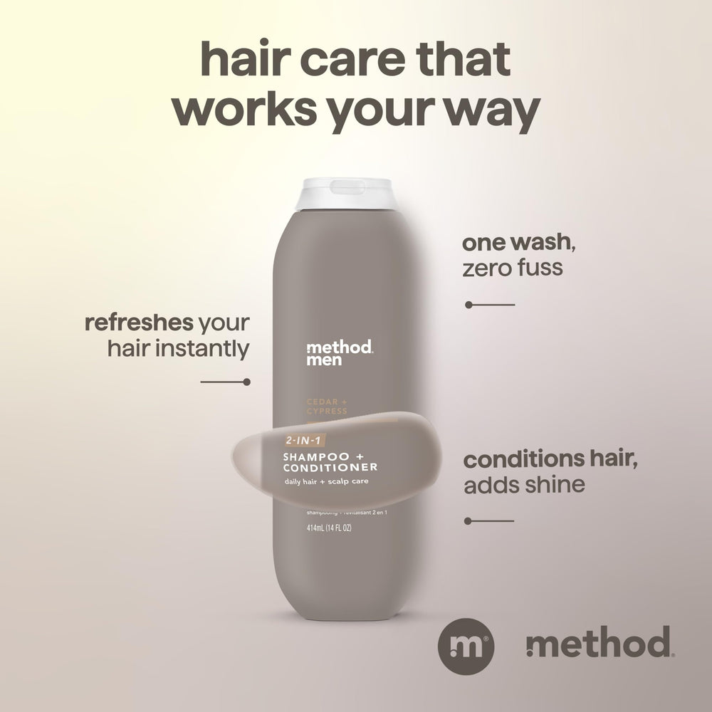 Method Men with argan and jojoba oil visuals, highlighting smoothing and shine benefits