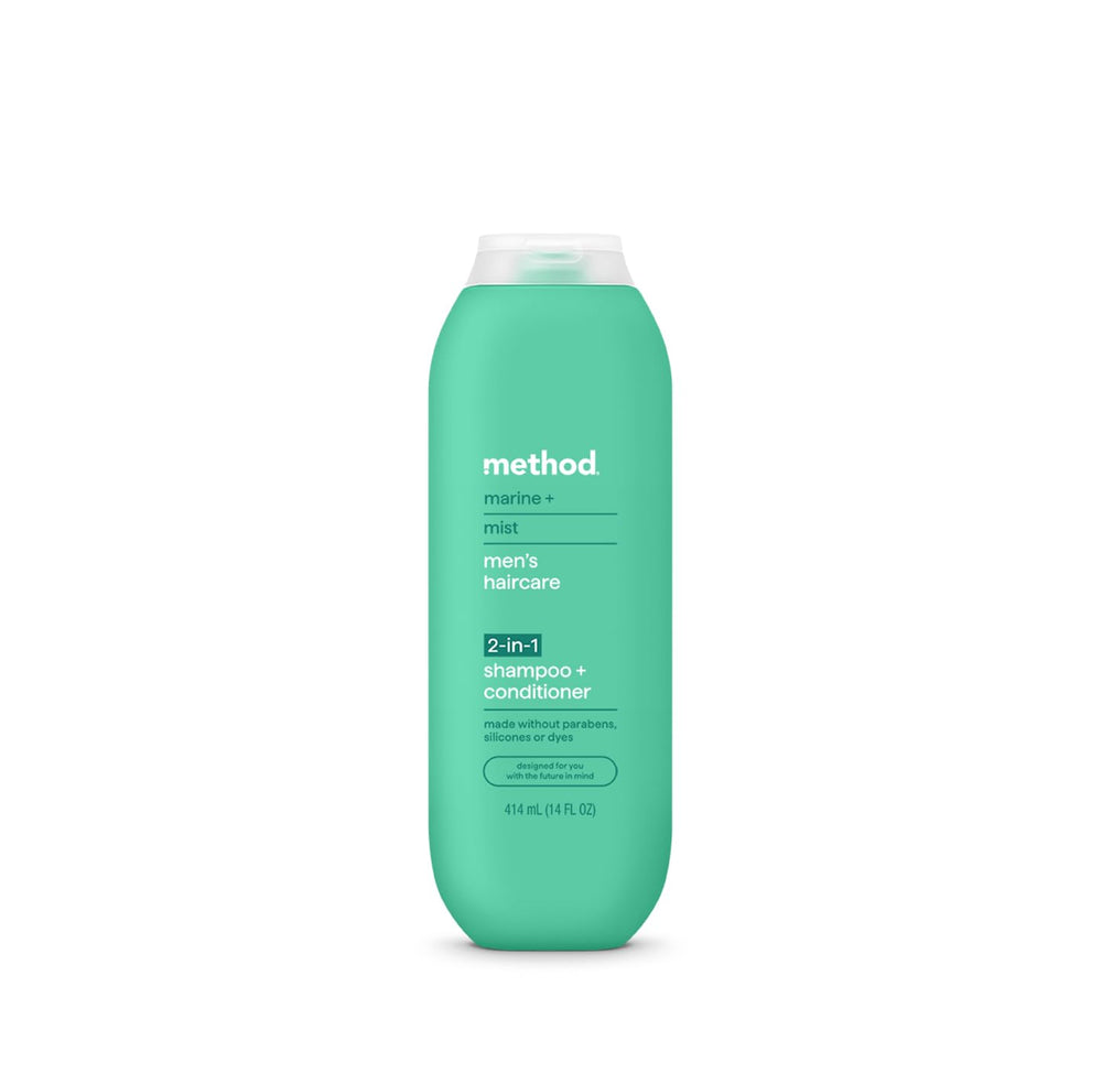 Method front bottle shot showing label and 14 oz size, clear product identity