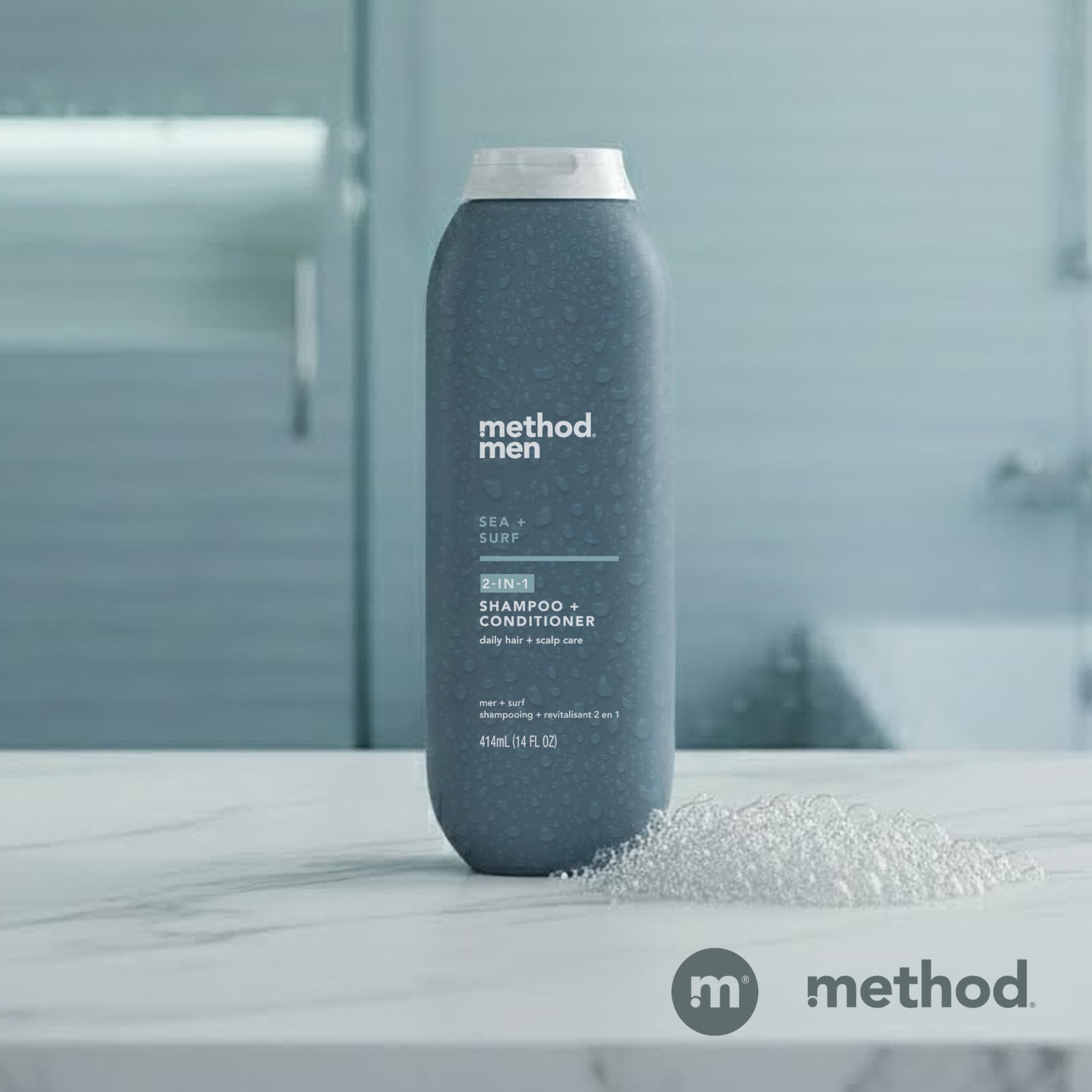 Styled hair after wash showing Method provides softness and shine benefit