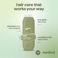 Argan and jojoba oils visual beside bottle showing Method nourishing benefits for shine