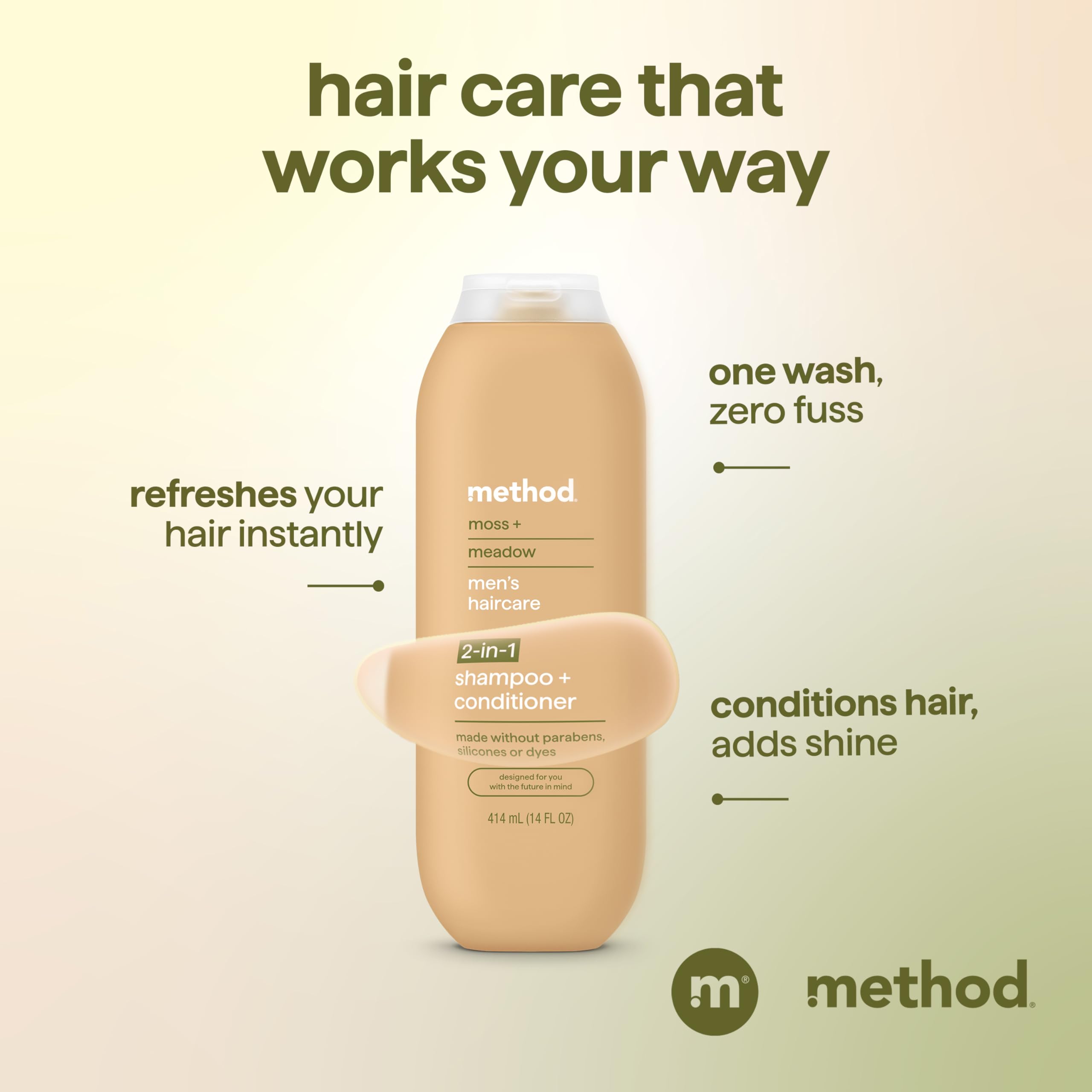 Method Men argan and jojoba oils visual conveying softness and shine benefits
