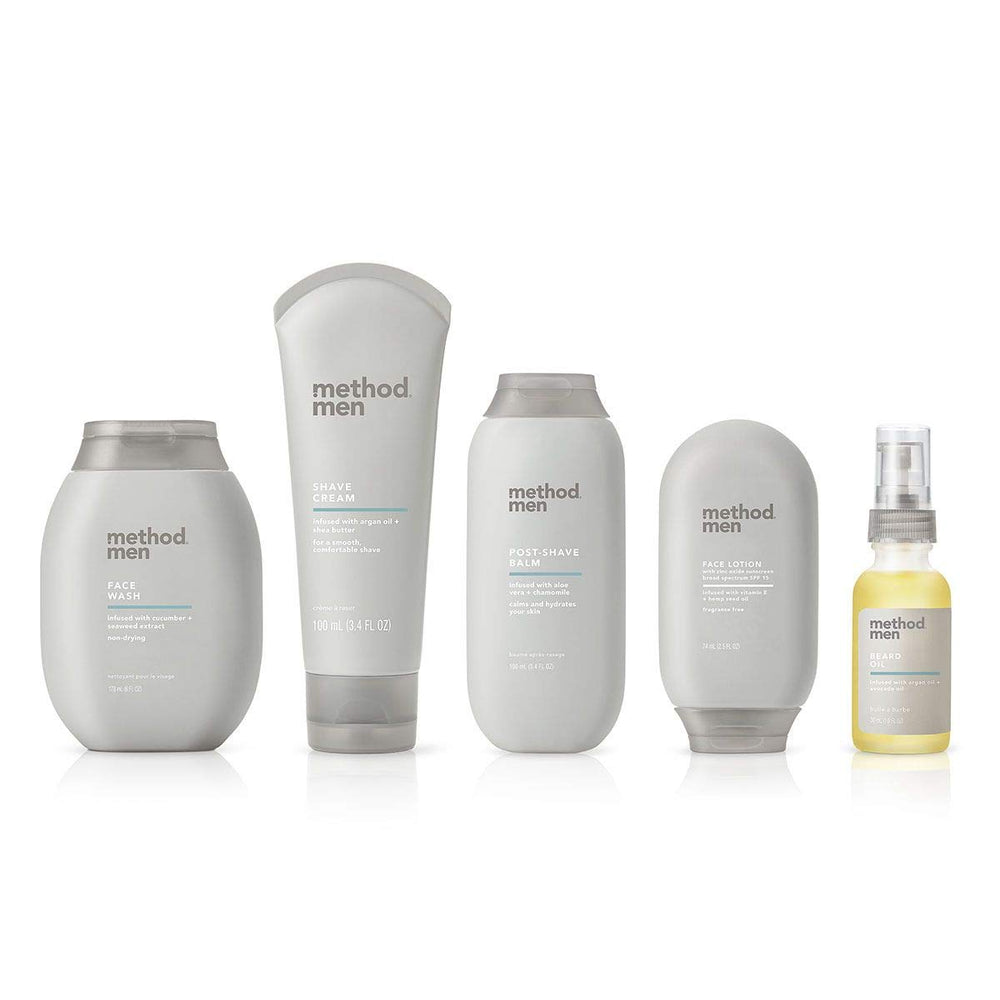 Method men face wash bathroom lifestyle scene showing routine refreshment benefit