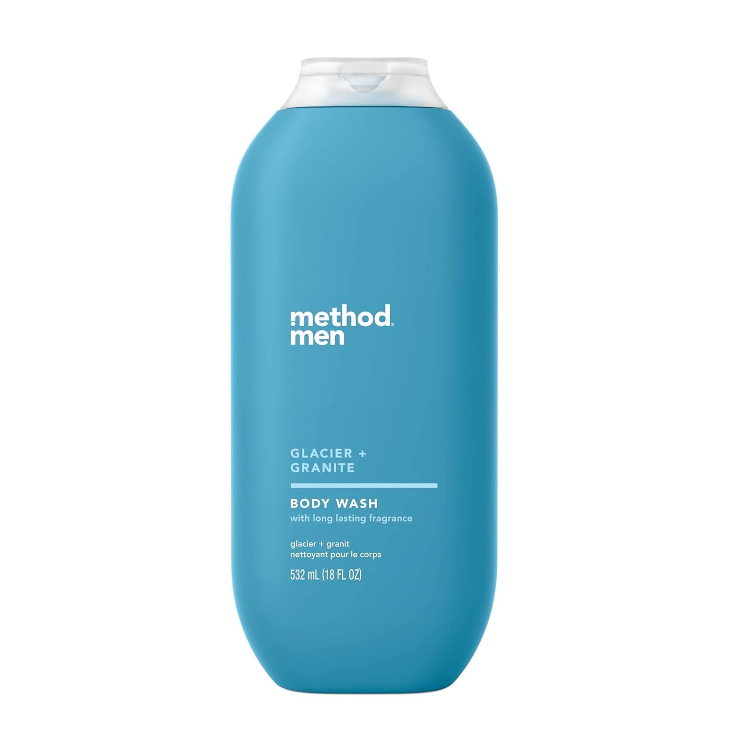 Method men front bottle showing clean design and 18 oz size benefit