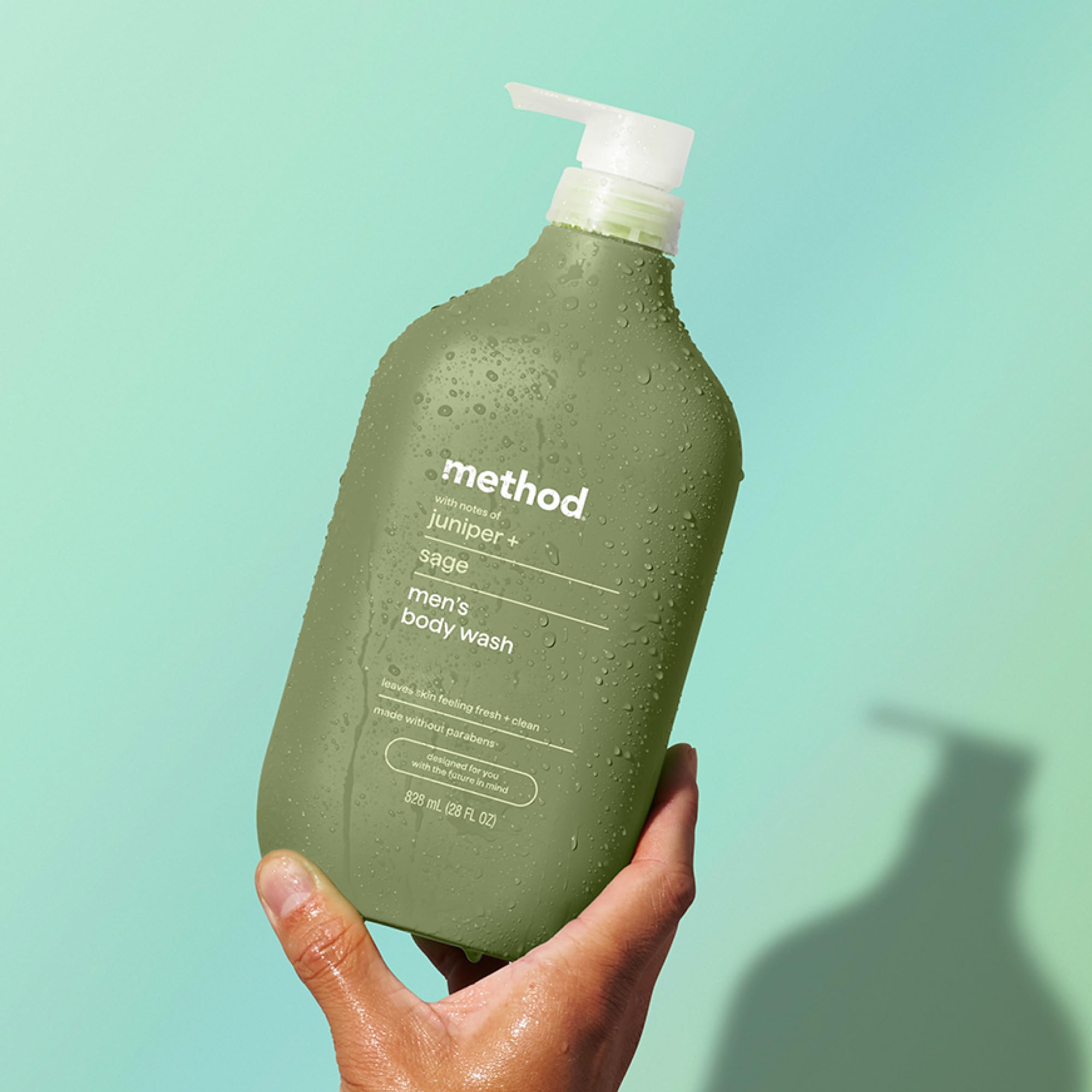 Method bottle styled on bathroom shelf showing clean aesthetic and routine-ready benefit