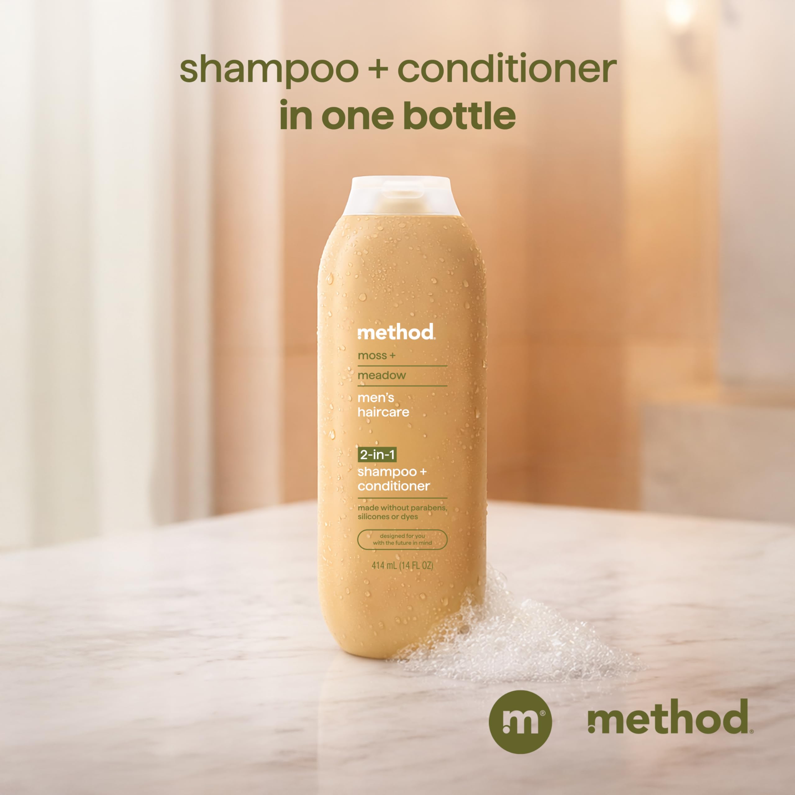 Method Men moss + meadow flatlay conveying fresh herbal scent and daily use benefit