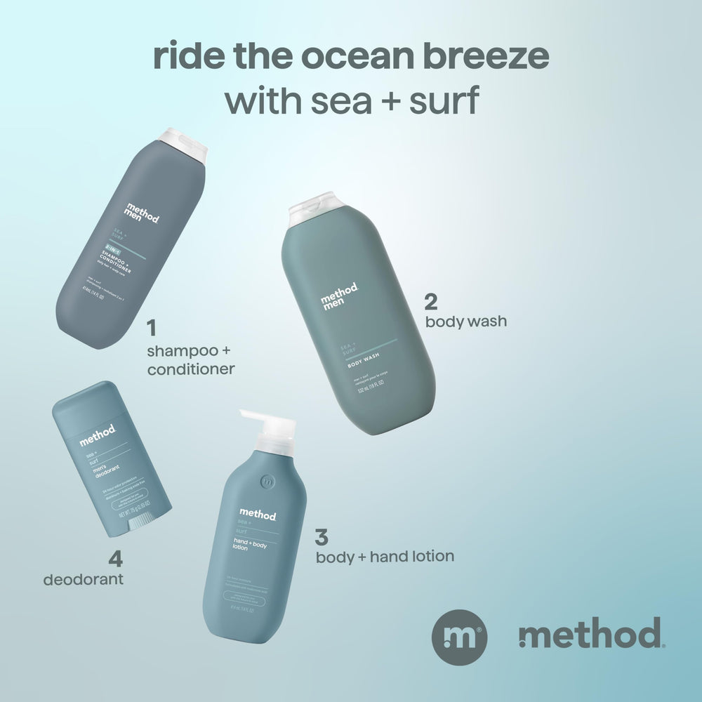 Method bottle with recycled badge highlighting sustainable packaging benefit