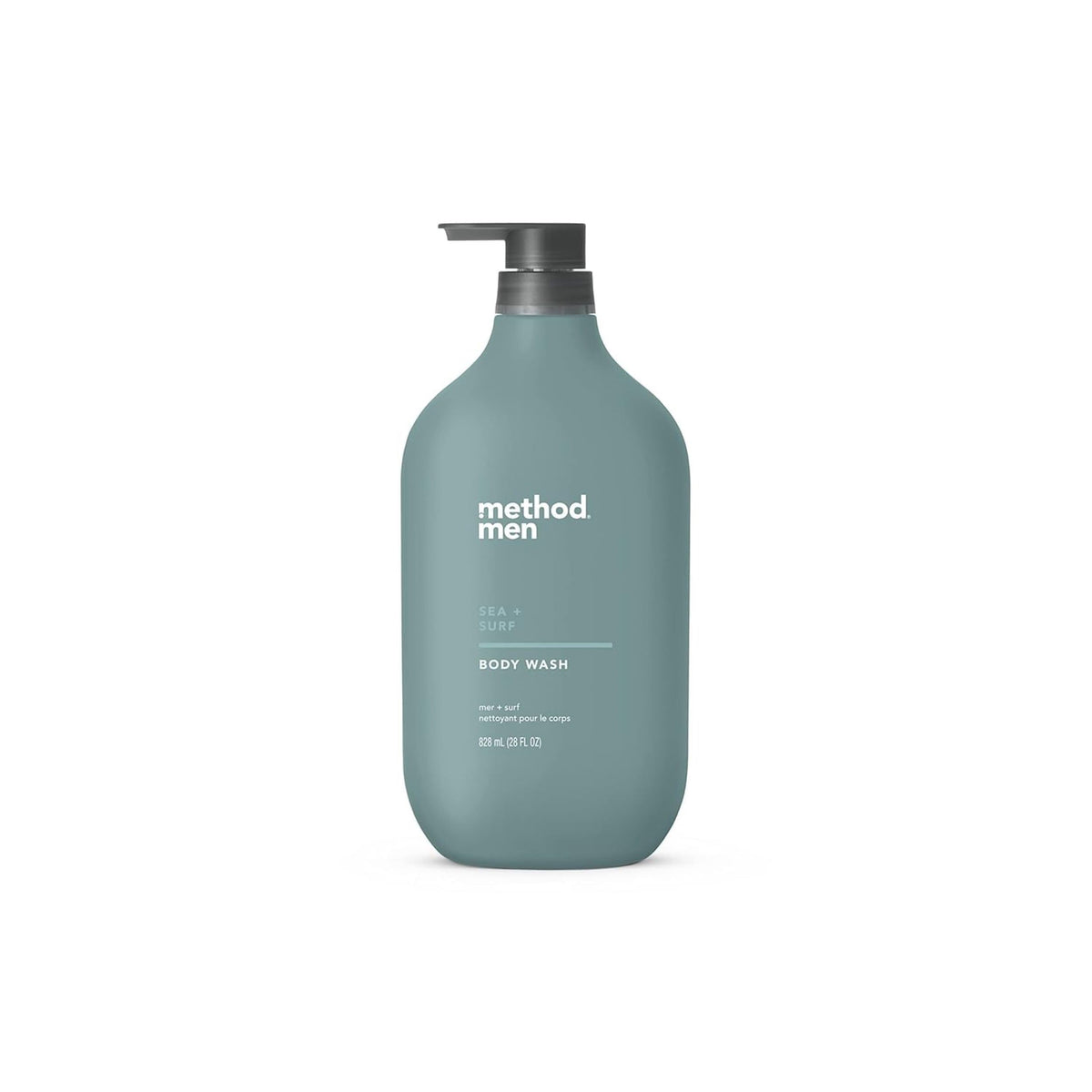 Method front packaging showing 28 oz bottle and scent for effortless showers