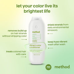 Method Mindful Matcha bottle held in hand showing size and travel friendliness