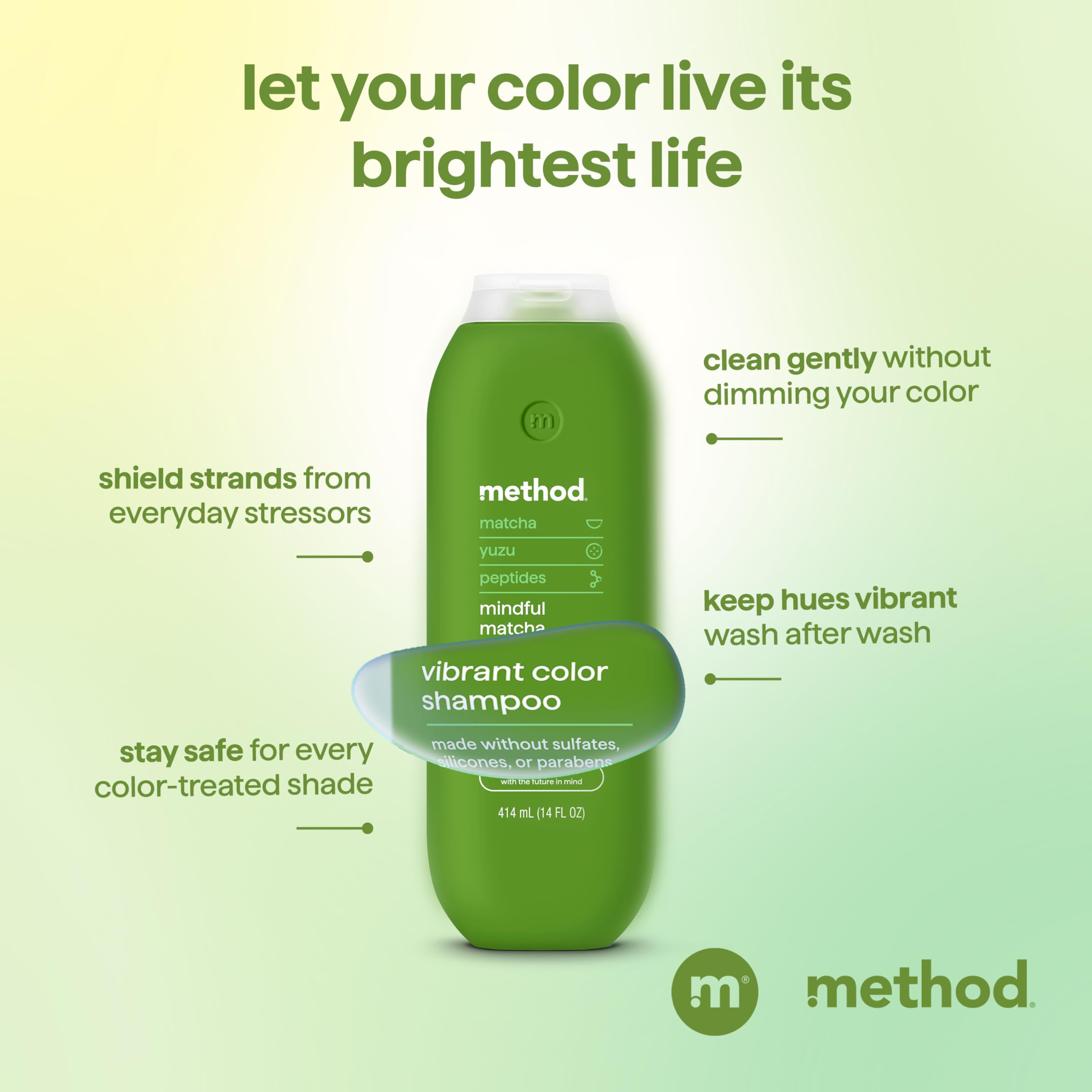 Method Mindful Matcha bottle with recycled-plastic note highlights eco choice