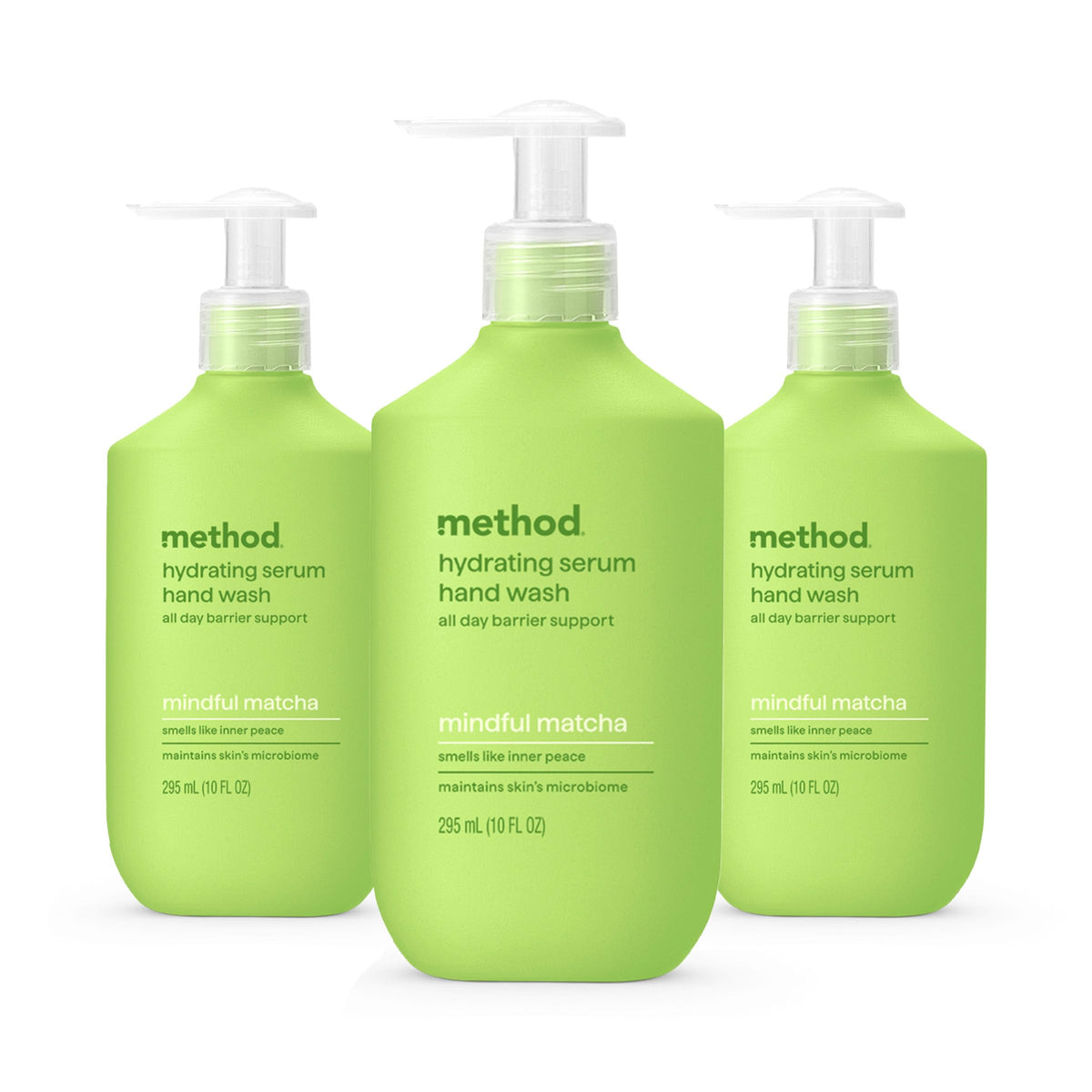 Method bottle front packaging showing mindful matcha scent and benefits