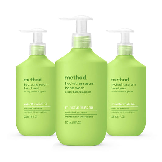 Method bottle front packaging showing mindful matcha scent and benefits