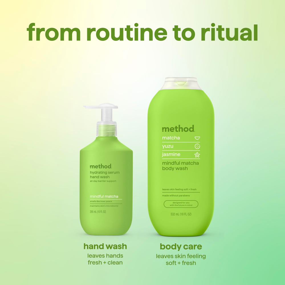 Method ingredients list close-up showing jojoba esters and glycerin benefit