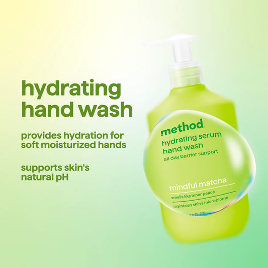 Method pump dispensing hydrating serum hand wash for easy dosing