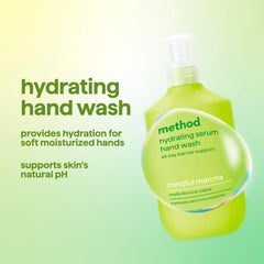 Method pump dispensing hydrating serum hand wash for easy dosing