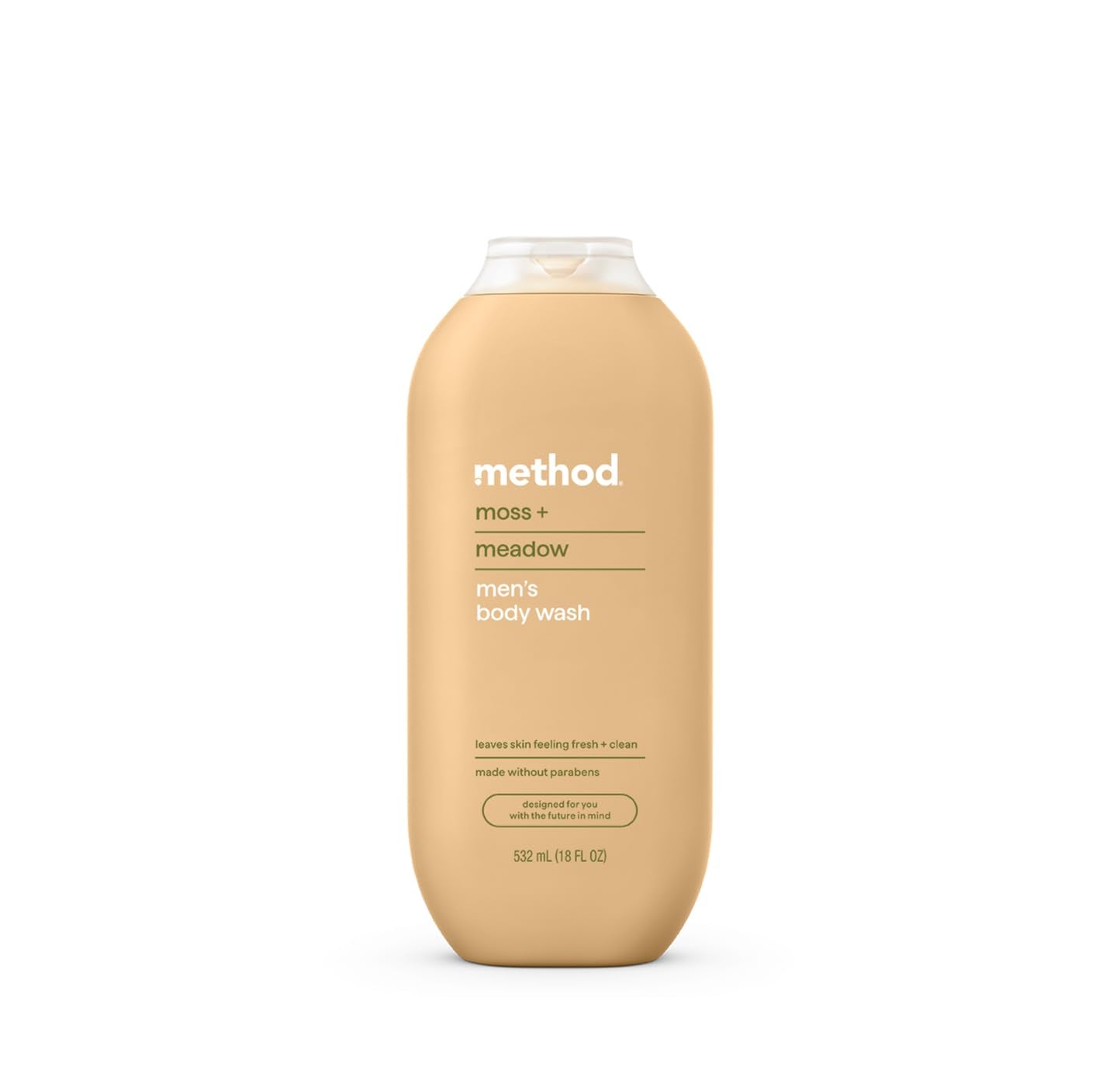 Method Moss + Meadow front bottle showing label and recycled plastic benefit