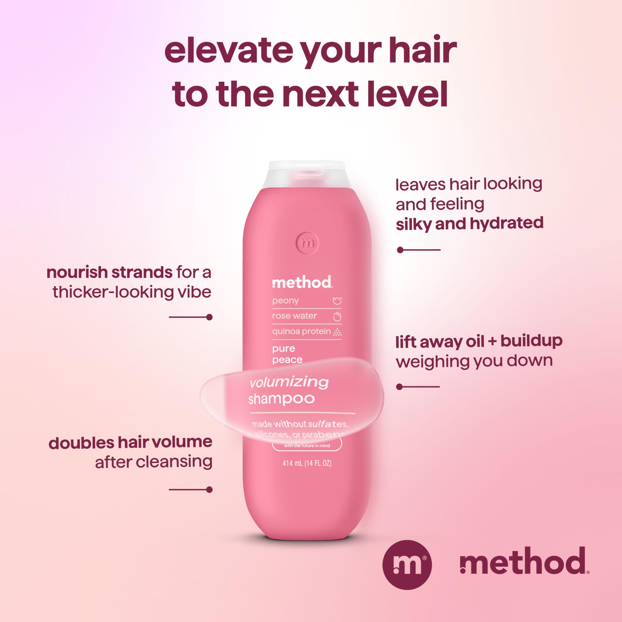 Method Pure Peace bottle with recycled-plastic badge highlighting sustainability
