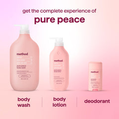 Method Pure Peace dispensing droplet on palm showing gel texture and controlled amount