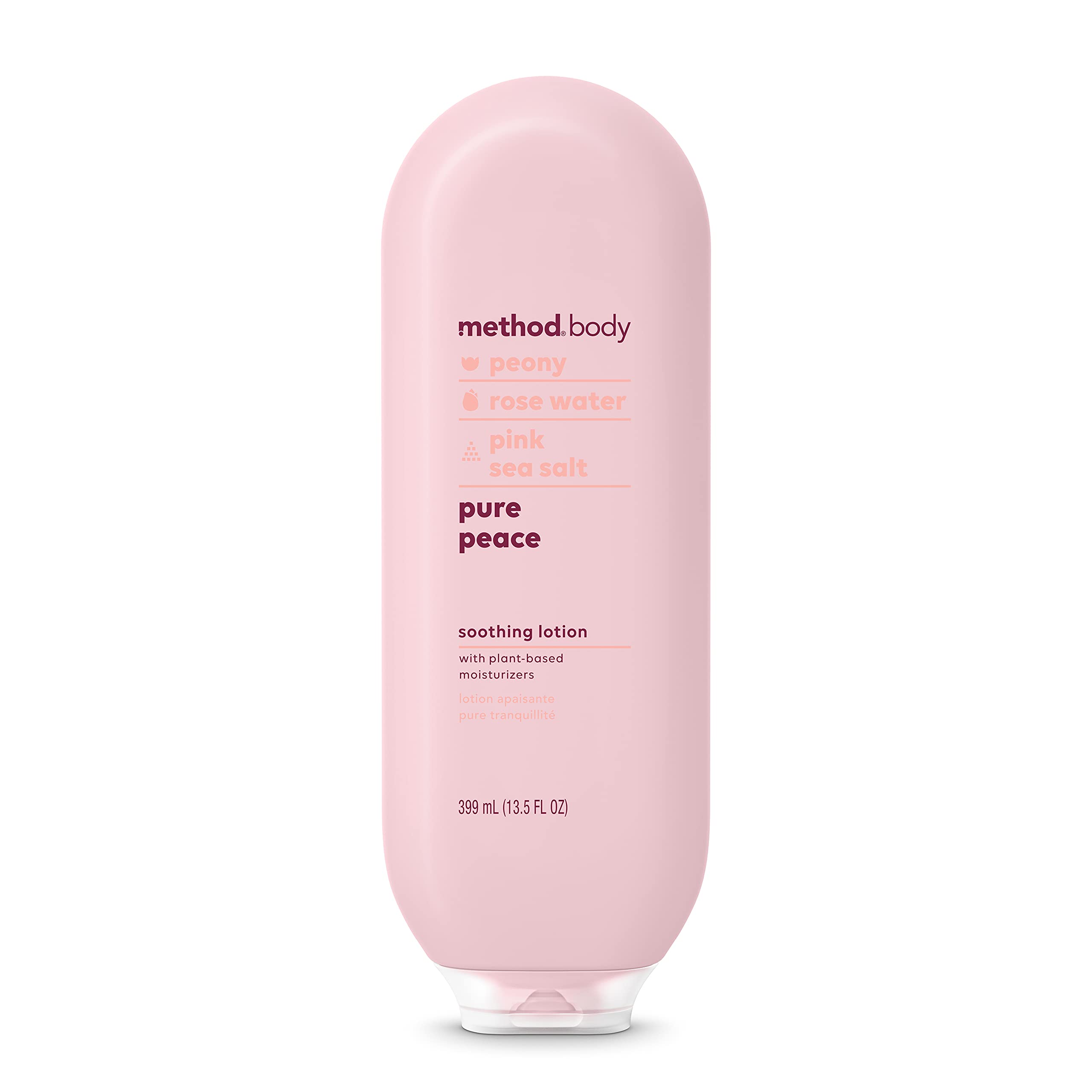 Method Pure Peace front bottle showing packaging and benefits