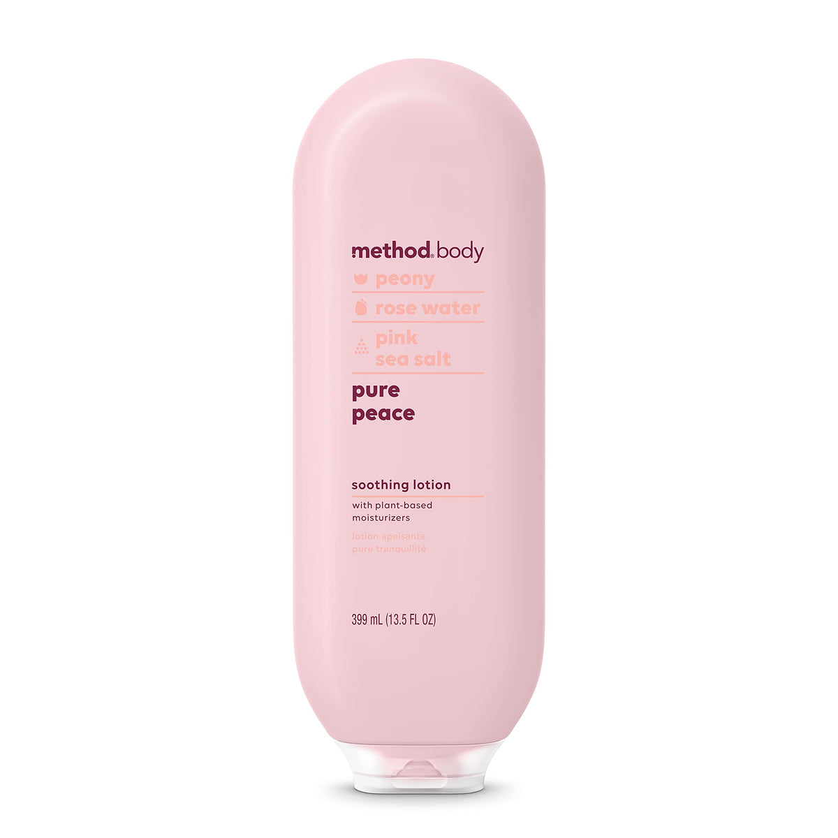 Method Pure Peace front bottle showing packaging and benefits