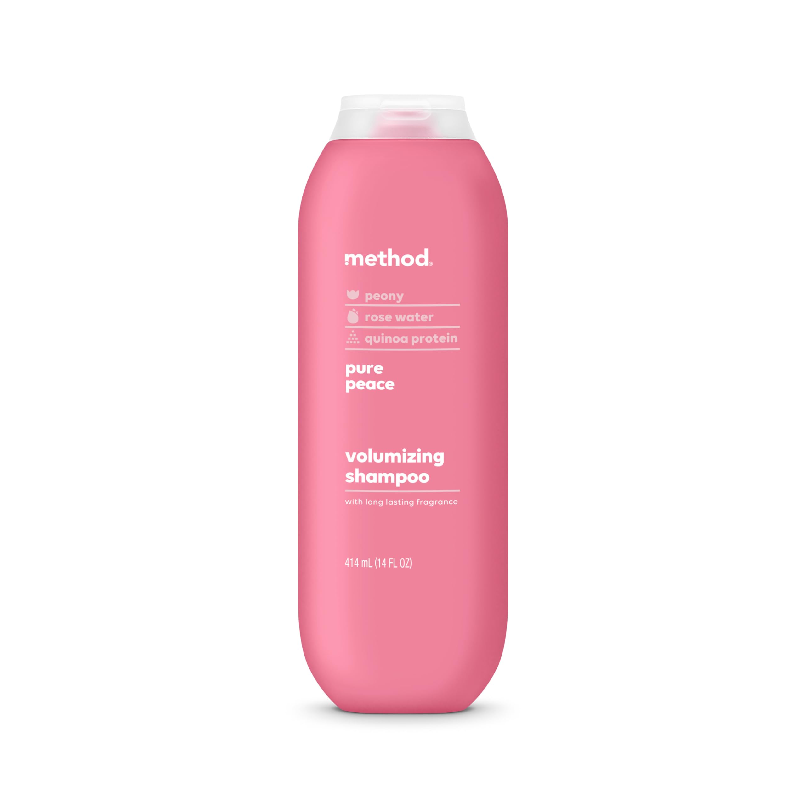 Method bottle front view showing Pure Peace design and size benefits
