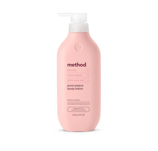 Method bottle front packaging showing label and calming scent benefits